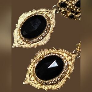 R.J. Graziano Vintage Black and Gold Clip-on Earrings